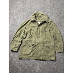 Mens Military Field Jacket Olive Cotton Wind Resistant OG-107 Size Small Regular